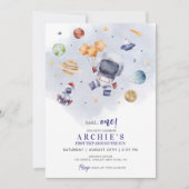 宇宙飛行士宇宙ファーストトリップのまわりにザ・サン誕生日 招待状 (正面)