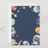 宇宙飛行士宇宙ファーストトリップのまわりにザ・サン誕生日 招待状 (裏面)