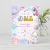 宇宙飛行士宇宙ファーストトリップのまわりにザ・サン誕生日 招待状 (スタンド正面)