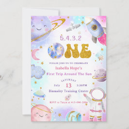 宇宙飛行士宇宙ファーストトリップのまわりにザ・サン誕生日 招待状