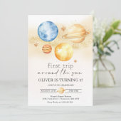 宇宙飛行士宇宙ファーストトリップのまわりにザ・サン誕生日 招待状 (スタンド正面)