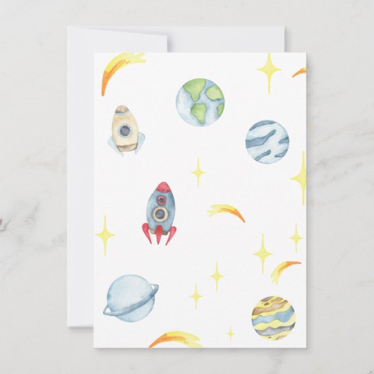 宇宙飛行士宇宙ファースト誕生日 招待状 (裏面)