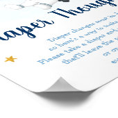 宇宙飛行士宇宙ブルー金ゴールドおむつ思考サイン ポスター (角)