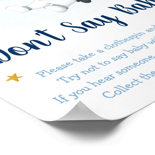 宇宙飛行士宇宙ブルー金ゴールドはベビーゲームを言わない ポスター (角)