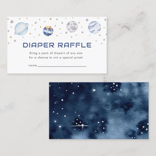 宇宙飛行士宇宙ベビーシャワーおむつラッフルカード 名刺 (正面/裏面)