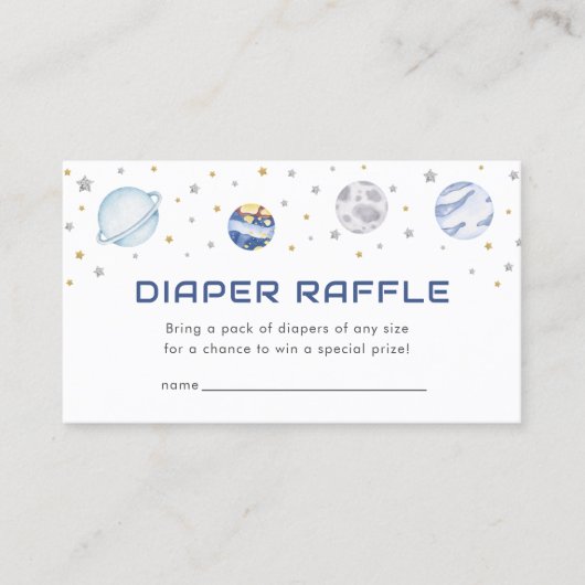 宇宙飛行士宇宙ベビーシャワーおむつラッフルカード 名刺 (正面)