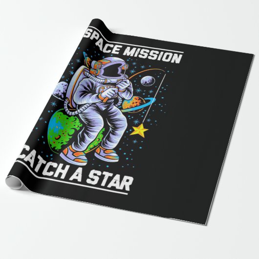 宇宙飛行士宇宙ミッションが星を獲得 ラッピングペーパー (アンロールド)