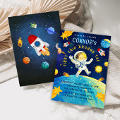 宇宙飛行士宇宙ロケット惑星星誕生日 招待状