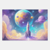 宇宙飛行士宇宙ロケット惑星3 ラッピングペーパーシート (正面2)