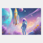 宇宙飛行士宇宙ロケット惑星3 ラッピングペーパーシート (正面3)