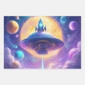 宇宙飛行士宇宙ロケット惑星3 ラッピングペーパーシート (正面2)