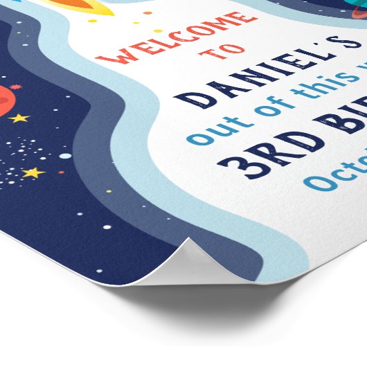 宇宙飛行士宇宙ロケット船誕生日歓迎 ポスター (角)