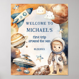 宇宙飛行士宇宙初ののまわりに日帰り歓迎 ポスター