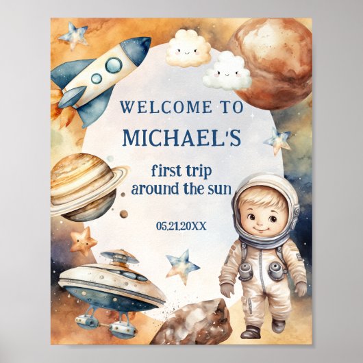 宇宙飛行士宇宙初ののまわりに日帰り歓迎 ポスター (正面)