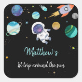 宇宙飛行士宇宙初誕生日 スクエアシール (正面)