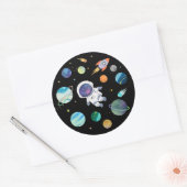 宇宙飛行士宇宙初誕生日 ラウンドシール (封筒)