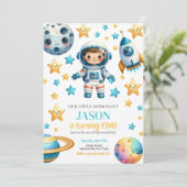 宇宙飛行士宇宙子供の誕生日パーティの招待状 招待状 (スタンド正面)