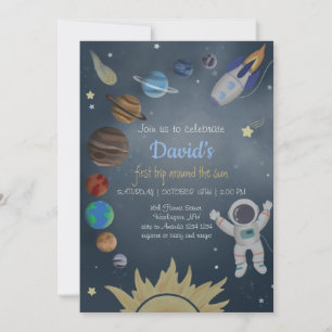 宇宙飛行士宇宙惑星誕生日招待状 招待状