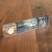 宇宙飛行士宇宙探査グレーテーマカスタム デスクネームプレート (側面)