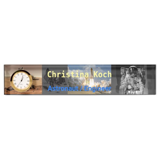 宇宙飛行士宇宙探査グレーテーマカスタム デスクネームプレート (正面)