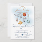 宇宙飛行士宇宙携帯ベビーシャワー 招待状 (正面)