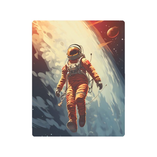 宇宙飛行士宇宙旅行 メタルプリント (正面)