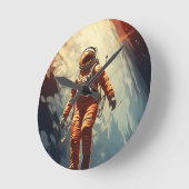 宇宙飛行士宇宙旅行 ラウンド壁時計 (傾斜)