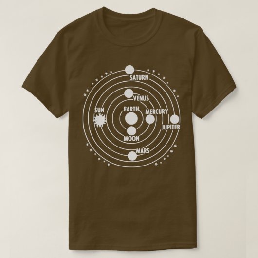 宇宙飛行士宇宙日宇宙の惑星月の星 Tシャツ (デザイン正面)