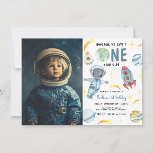 宇宙飛行士宇宙最初の誕生日招待状 招待状 (正面)