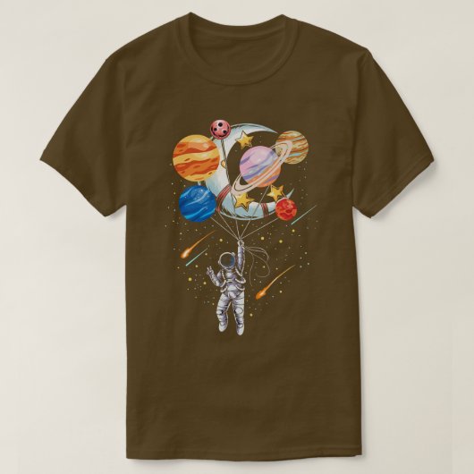 宇宙飛行士宇宙気球 Tシャツ (デザイン正面)