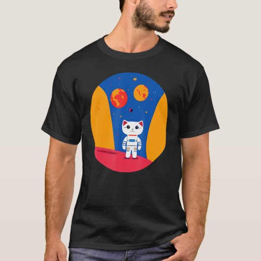 宇宙飛行士宇宙猫惑星科学 Tシャツ (正面)