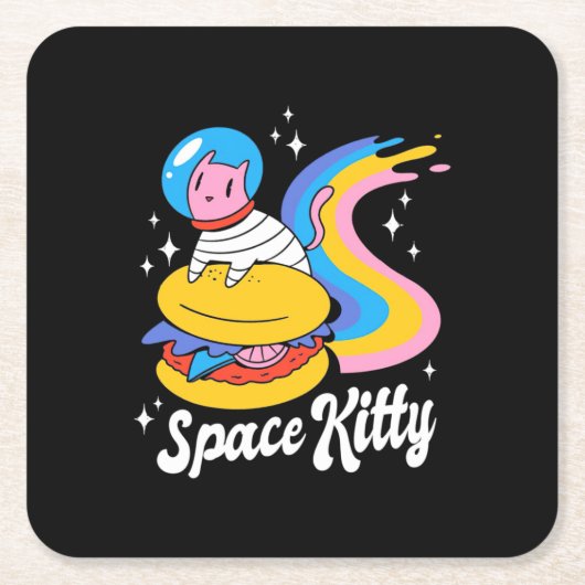宇宙飛行士宇宙猫 スクエアペーパーコースター (正面)