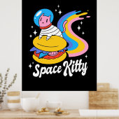 宇宙飛行士宇宙猫 ポスター (キッチン)