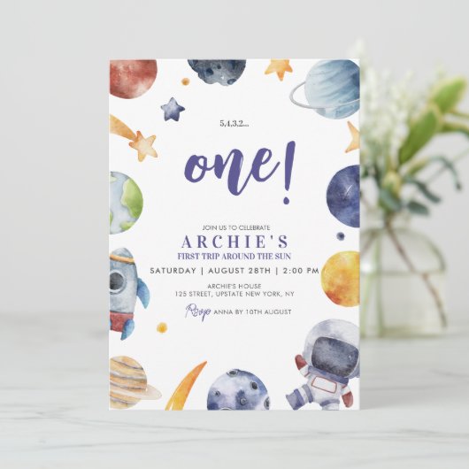 宇宙飛行士宇宙第1回のまわりに日空誕生日 招待状 (スタンド正面)