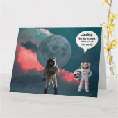 宇宙飛行士宇宙誕生日カード カード (黄色い花)