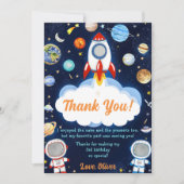 宇宙飛行士宇宙誕生日サンキューカード 招待状 (正面)