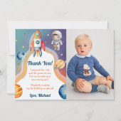 宇宙飛行士宇宙誕生日サンキューカード 招待状 (正面)