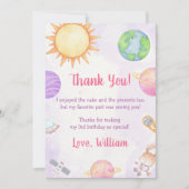 宇宙飛行士宇宙誕生日サンキューカード 招待状 (正面)