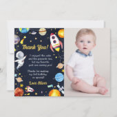 宇宙飛行士宇宙誕生日サンキューカード 招待状 (正面)