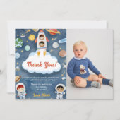 宇宙飛行士宇宙誕生日サンキューカード 招待状 (正面)