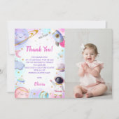 宇宙飛行士宇宙誕生日サンキューカード 招待状 (正面)