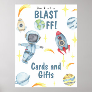 宇宙飛行士宇宙誕生日パーティーカード&ギフト ポスター