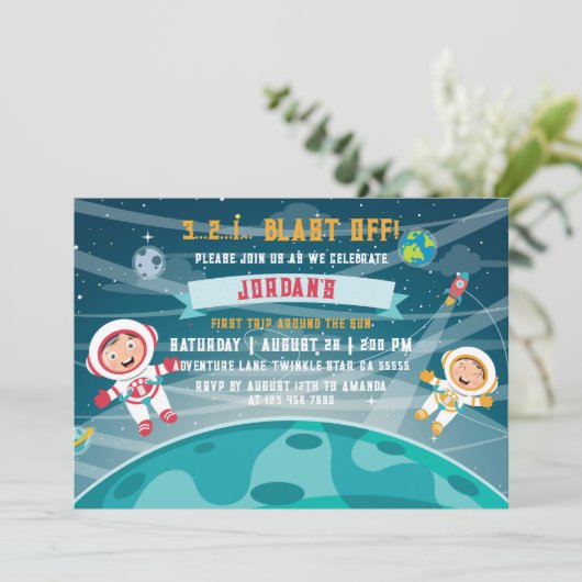 宇宙飛行士宇宙誕生日招待状 招待状 (スタンド正面)
