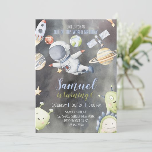 宇宙飛行士宇宙誕生日招待状 招待状 (スタンド正面)