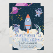 宇宙飛行士宇宙誕生日招待状 招待状 (正面/裏面)
