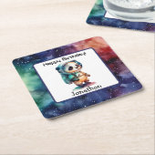 宇宙飛行士宇宙誕生日紙コースター スクエアペーパーコースター (アングル)