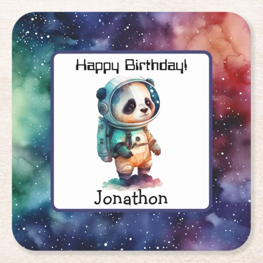 宇宙飛行士宇宙誕生日紙コースター スクエアペーパーコースター (正面)