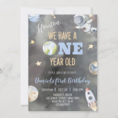 宇宙飛行士宇宙誕生日1年招待状  招待状 (正面)