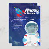 宇宙飛行士宇宙誕生日 招待状 (正面/裏面)