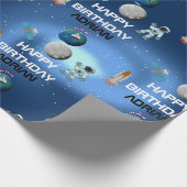 宇宙飛行士宇宙銀河系テーマ誕生日名 ラッピングペーパー (角)